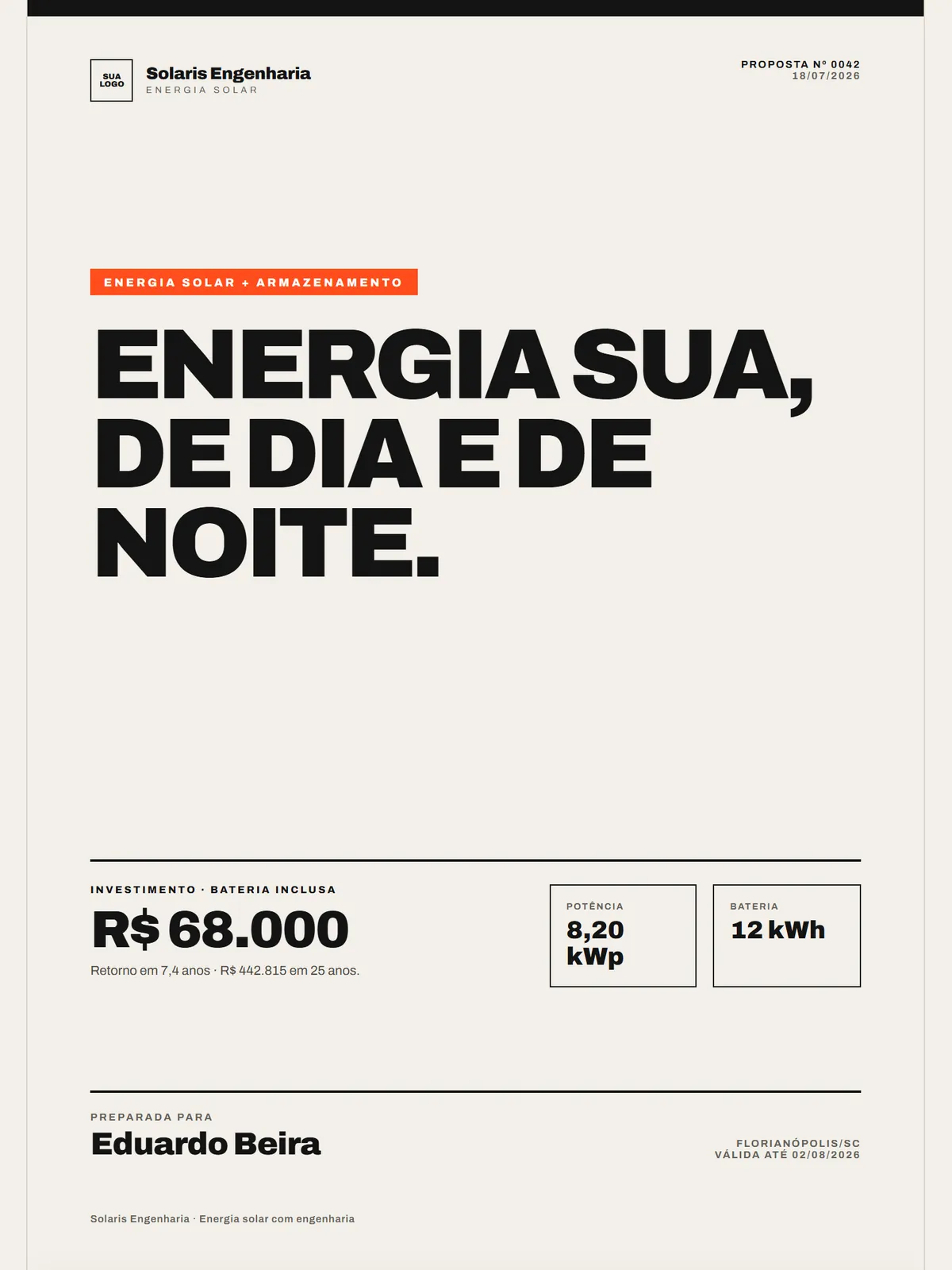 Modelo de proposta de energia solar Solar Brutalist: Brutalista, blocos, alto contraste